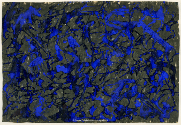 resplandor lava azul collage abstracto arte dibujo antonio beltran