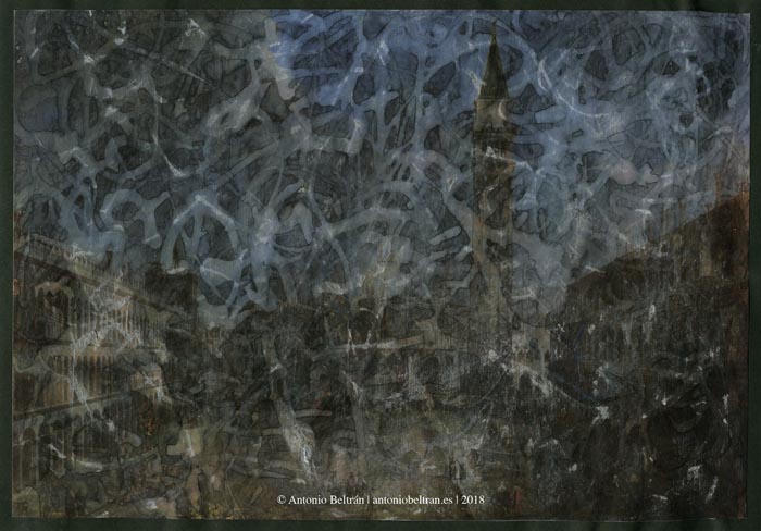 Ilusion collage dibujo pintura Canaletto Antonio Beltran