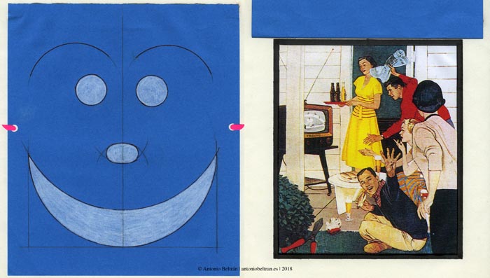 Bajo la mascara de la paz collage ideologica arte dibujo politica sociologia antropologia Antonio Beltran