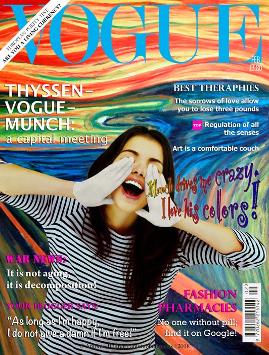 Thyssen Vogue Munch portada revista collage ideologica fotografia arte politica subvertising contrapublicidad Antonio Beltran
