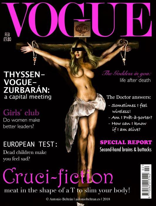 Thyssen Vogue Zurbaran collage ideologica biopolitica sociologia antropologia subvertising contrapublicidad Antonio Beltran