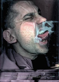 cara hombre contra cristal fotografia escaner autorretrato poesia antonio beltran