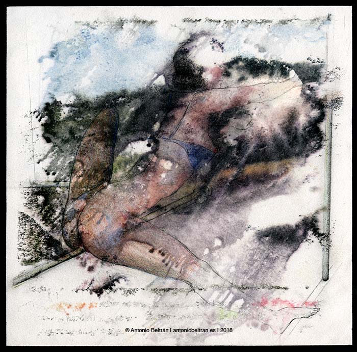 mujer desnuda abriendo las nubes erotica collage dibujo poesia arte subvertising contrapublicidad