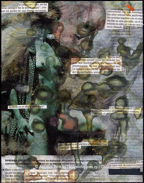 mujer desnuda en revista con semen erotica collage poesia arte antonio beltran