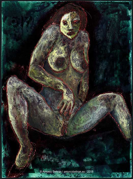 mujer masturbandose erotica desnudo collage fotografia dibujo poesia arte antonio beltran