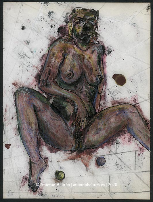 mujer masturbandose erotica desnudo collage dibujo poesia arte