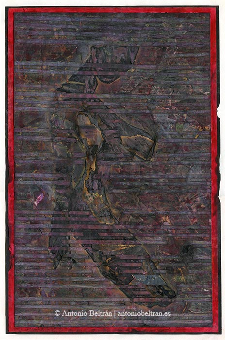 silueta mujer detras de persiana erotica desnudo collage dibujo poesia arte antonio beltran