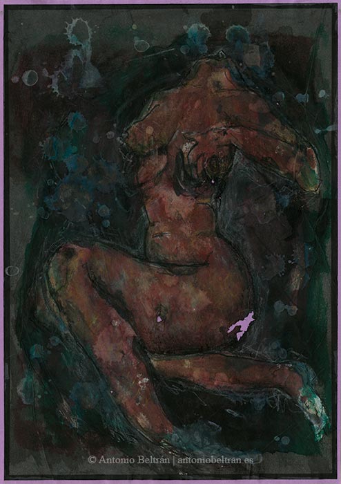 dibujo mujer desnuda caverna paleolitico erotica collage poesia arte antonio beltran