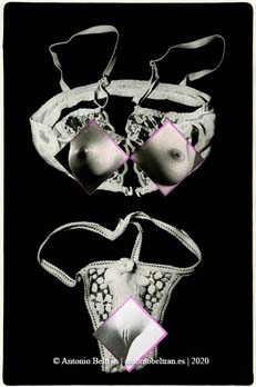 sujetador y braga pechos y vulva fotografia poesia erotica collage antonio beltran