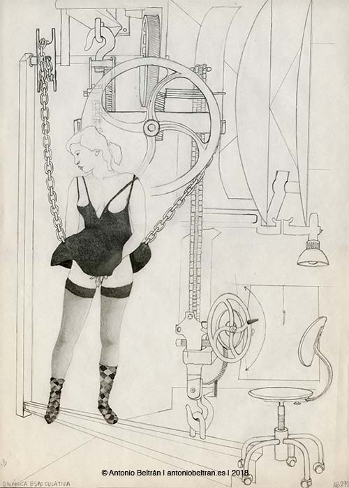 mujer desnuda en un diagrama dibujo erotica poesia Antonio Beltran