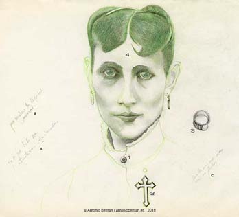 retrato de mujer antigua dibujo collage autorretrato poesia antonio beltran