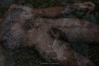 cuerpo hombre desnudo emboscado hierba campo naturaleza erotica autorretrato collage fotografia poesia antonio beltran