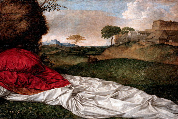 Lecho vac�o de la pintura <em>Venus dormida</em>, de Giorgione.